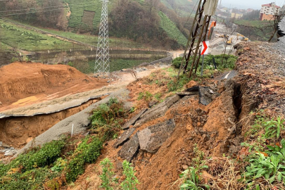 Rize'de yağışın ardından heyelan oluştu