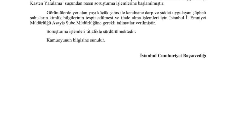 İstanbul’da Çocuğa Şiddet Görüntüleriyle İlgili Soruşturma Başlatıldı