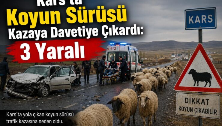 Kars’ta Koyun Sürüsü Kazaya Davetiye Çıkardı: 3 Yaralı