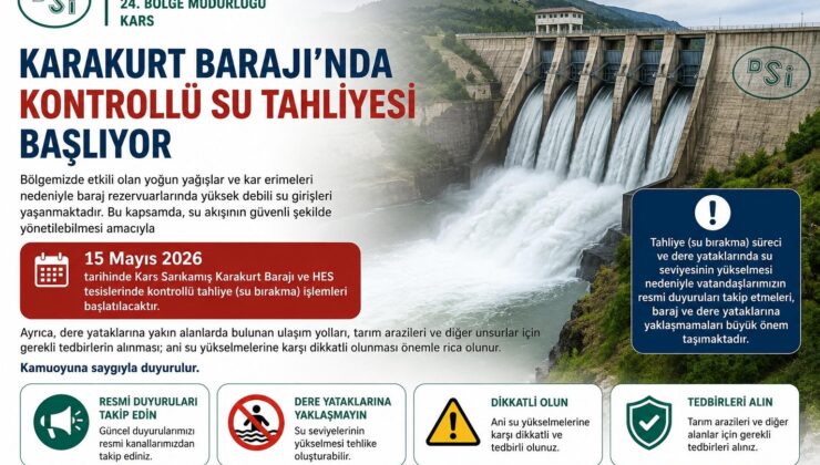 Karakurt Barajı’nda Kontrollü Su Tahliyesi Başlıyor
