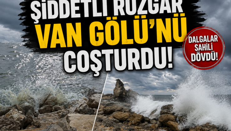 Van’da etkili olan rüzgar, Türkiye’nin en büyük gölü olan Van Gölü’nde dalgaların boyunun yükselmesine neden oldu.