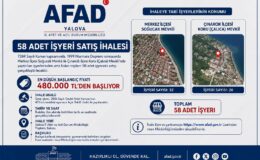 Yalova İl AFAD Müdürlüğü 58 Adet İşyerini İhale Usulüyle Satışa Çıkarıyor